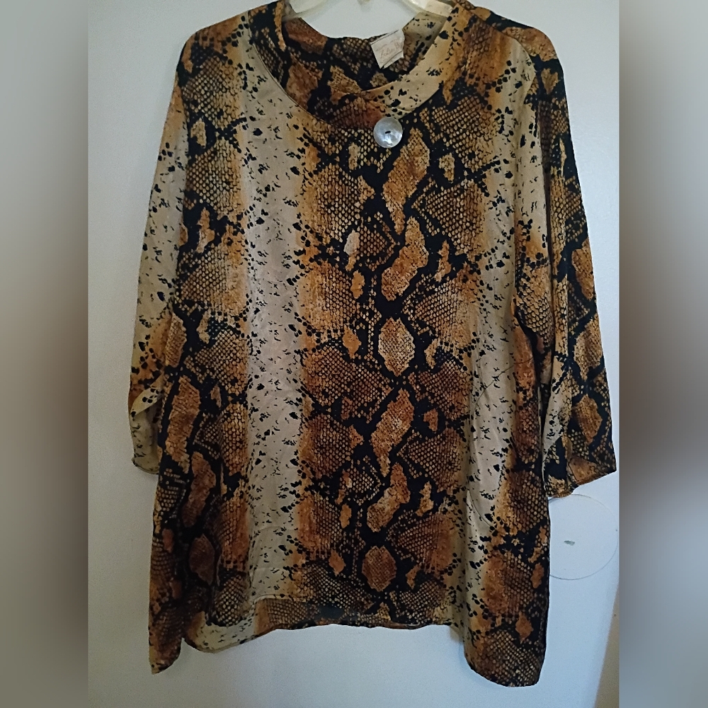 Zadie B"S‎ Snake Print Blouse 100% Polyester Sz 3x